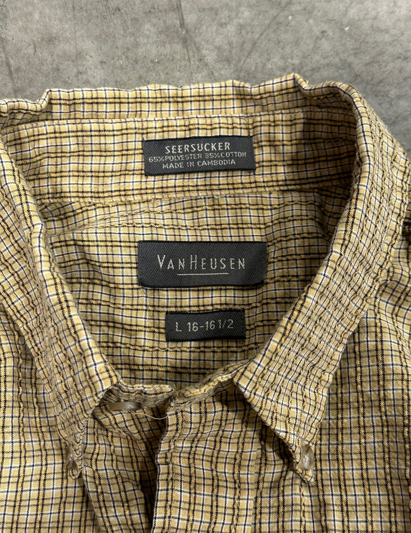 Mustard Grid Vintage Button-Up - L
