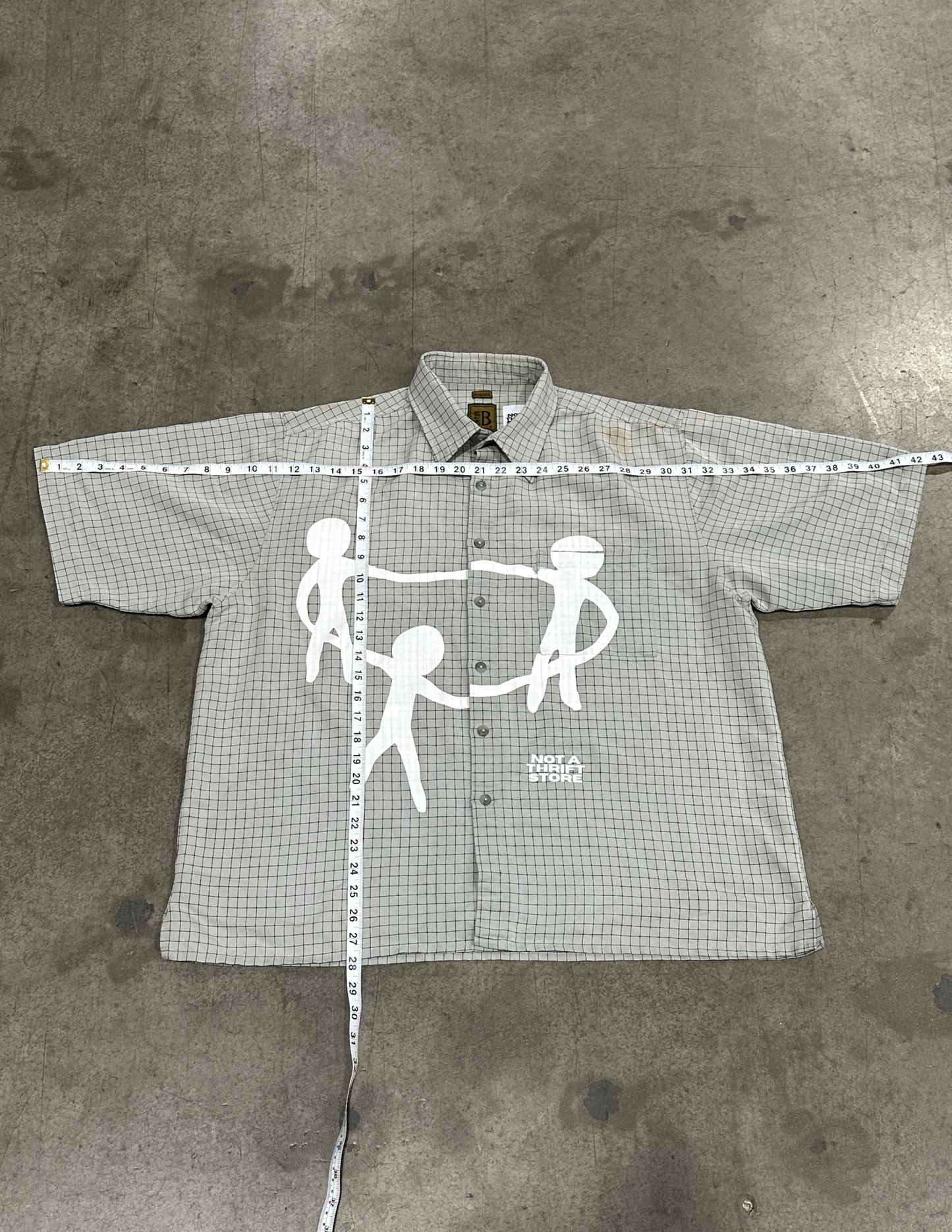 Grey Grid Pattern Button Down - L
