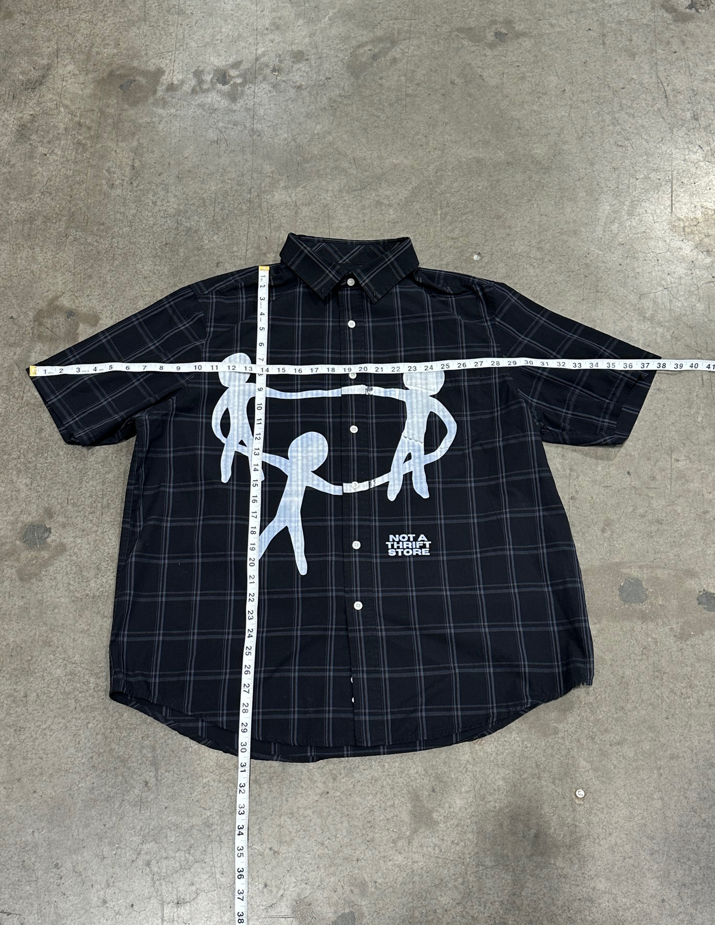 Black Plaid Button Down - XL