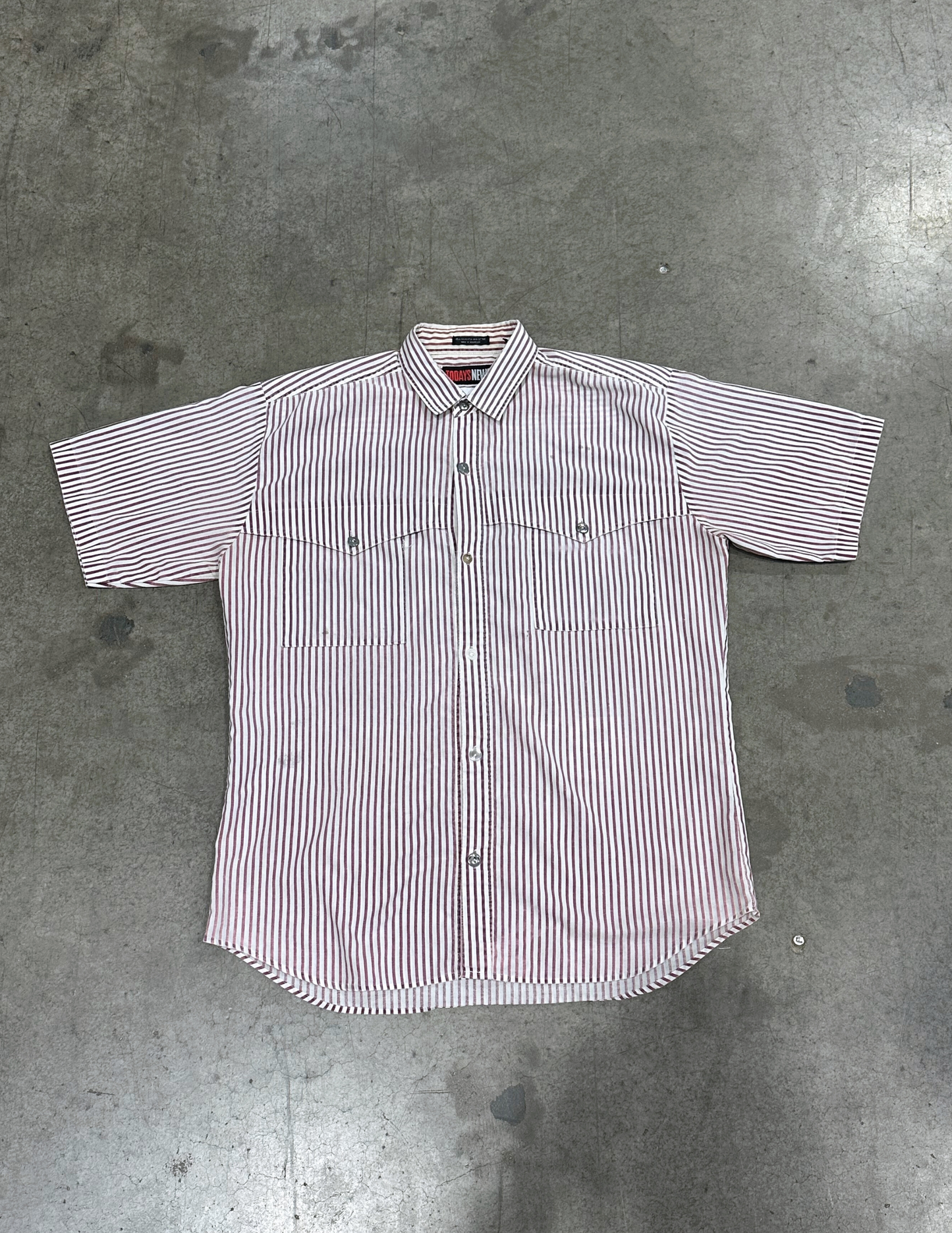 Vintage Red Pinstripe Button Down - XL
