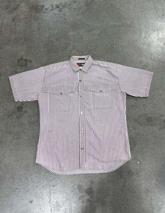 Vintage Red Pinstripe Button Down - XL