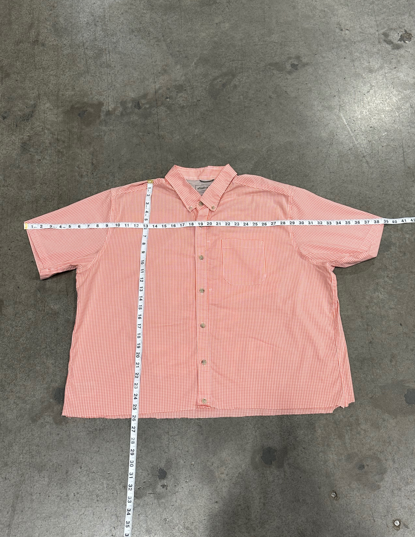 Salmon Pink Eddie Bauer Short Sleeve Button Up - XXL
