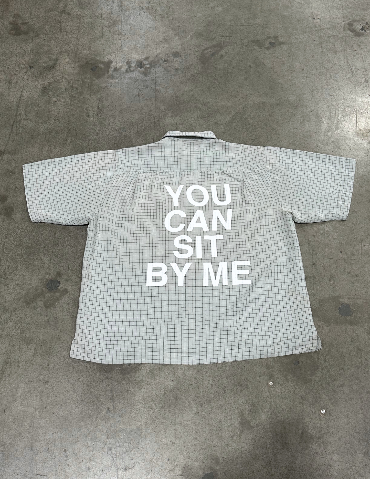 Grey Grid Pattern Button Down - L