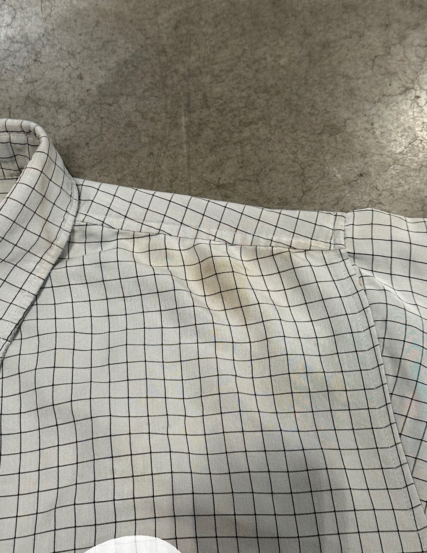 Grey Grid Pattern Button Down - L