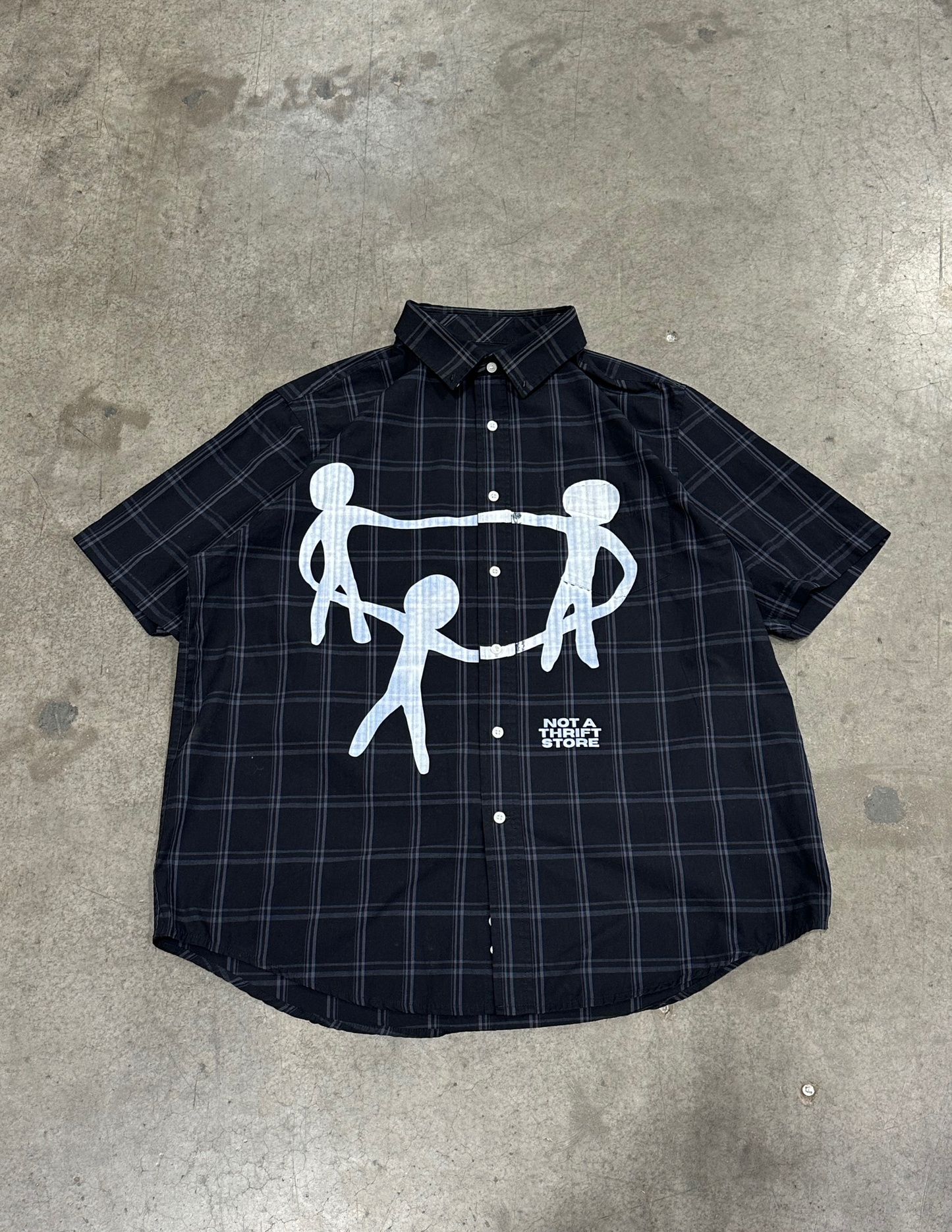 Black Plaid Button Down - XL