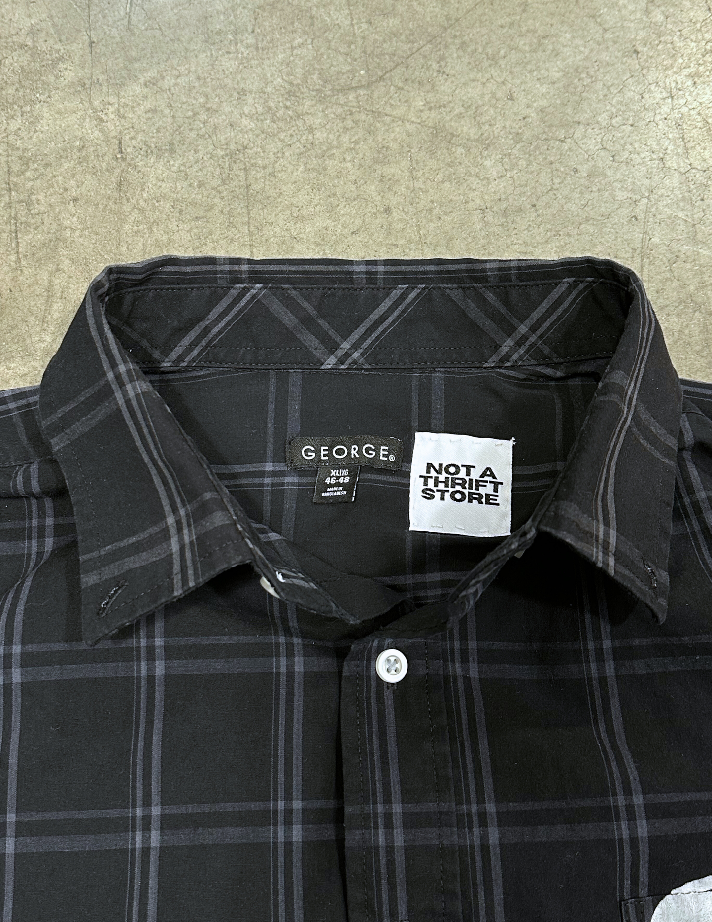 Black Plaid Button Down - XL