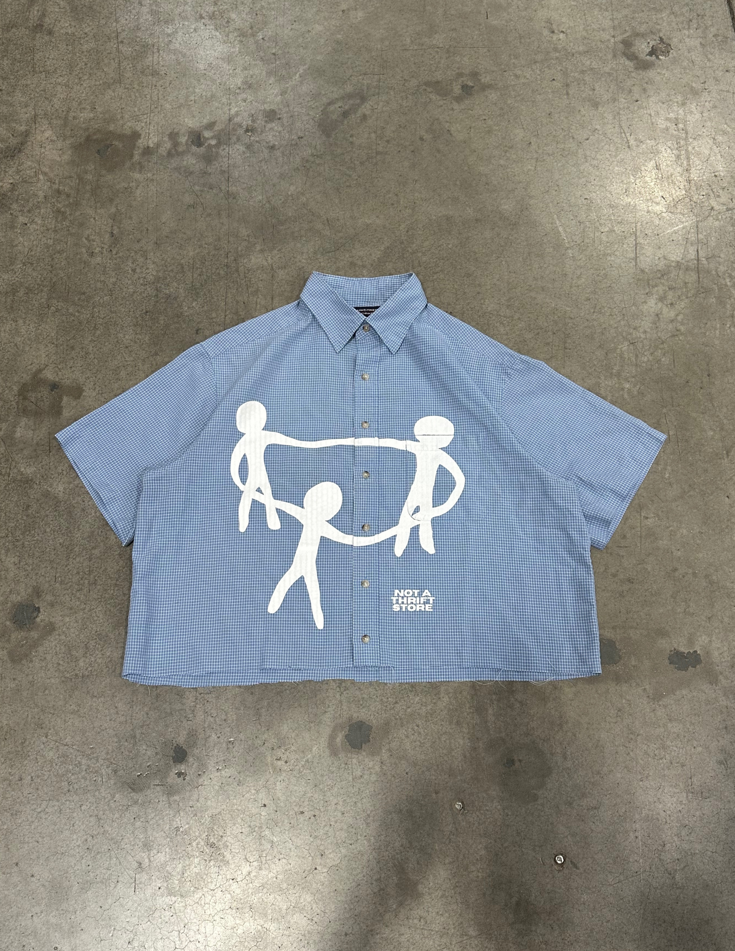 Light Blue Cropped Button Down - L