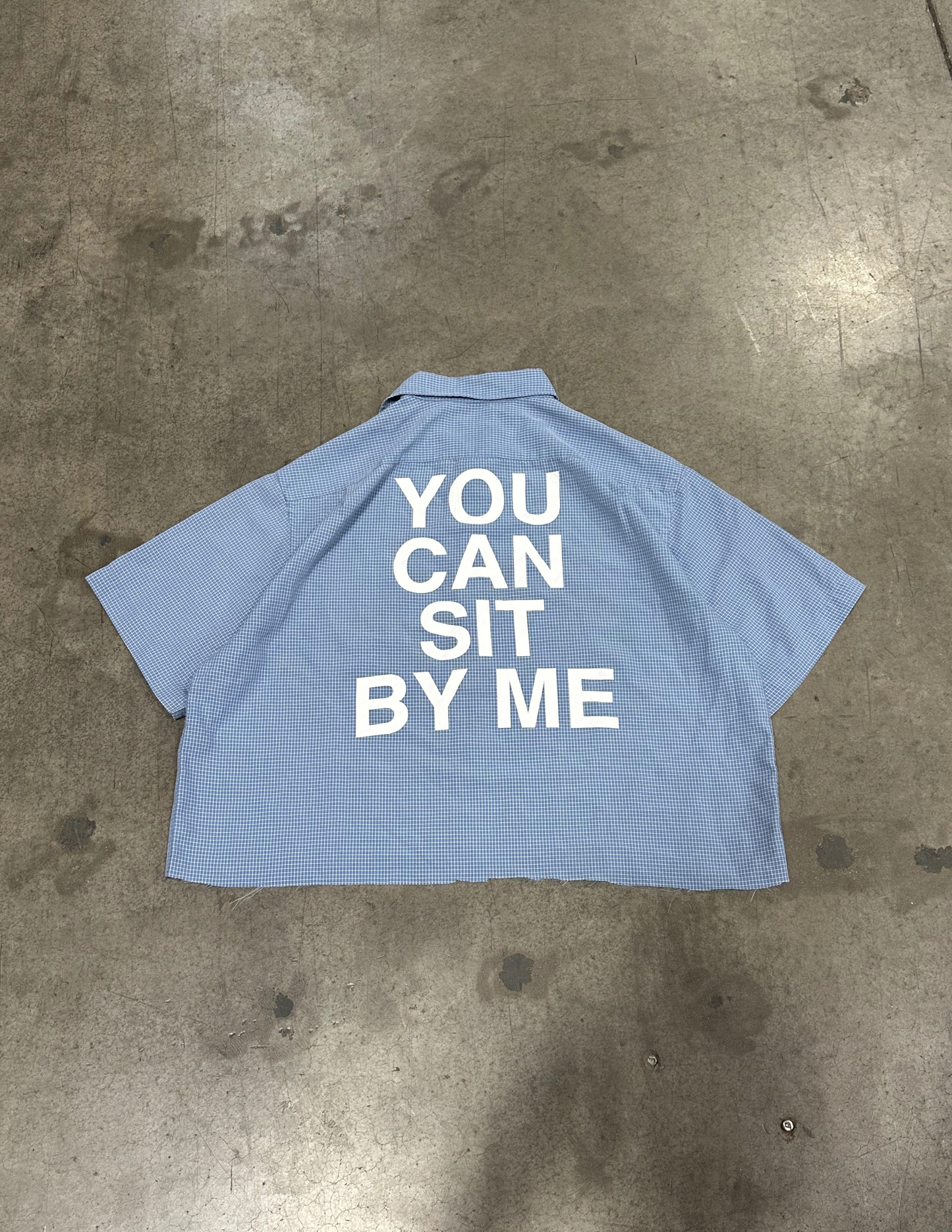 Light Blue Cropped Button Down - L