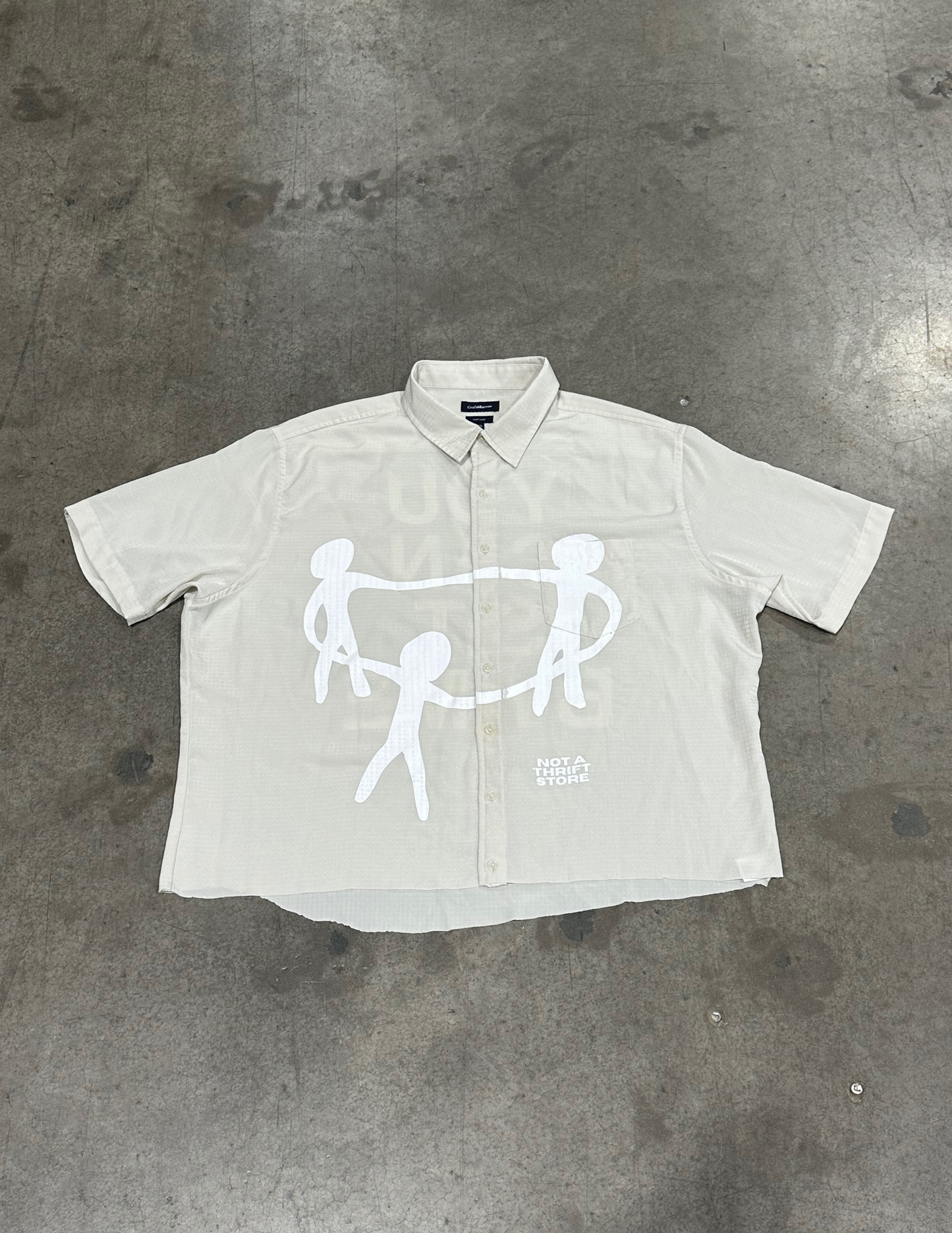 Cropped Light Beige Button Down - XL