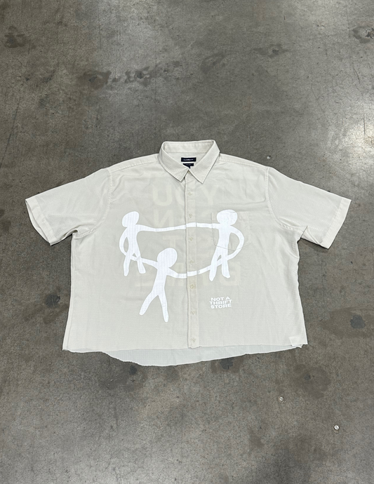 Cropped Light Beige Button Down - XL