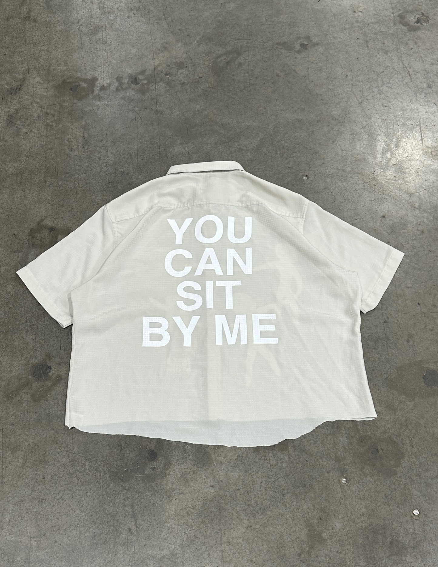 Cropped Light Beige Button Down - XL