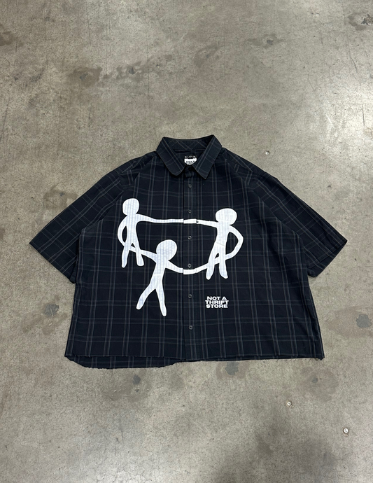 Black Cropped George Button Down - XL