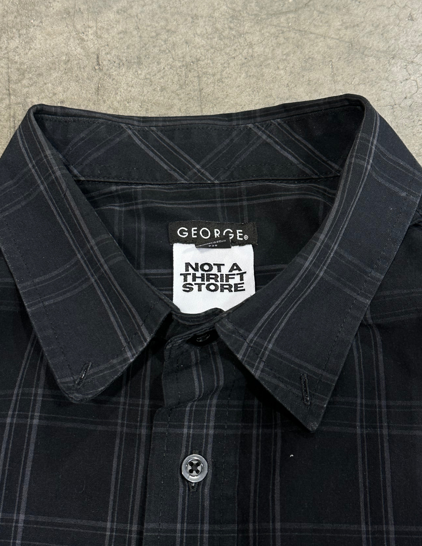 Black Cropped George Button Down - XL