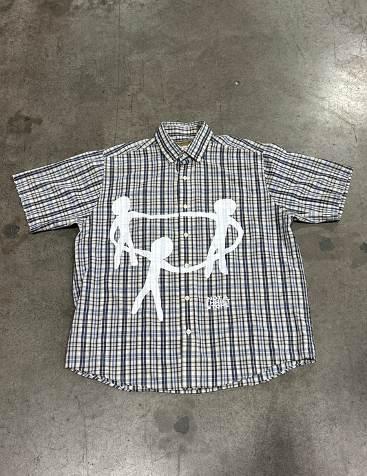Navy Heritage Plaid Reworked Button-Up - L