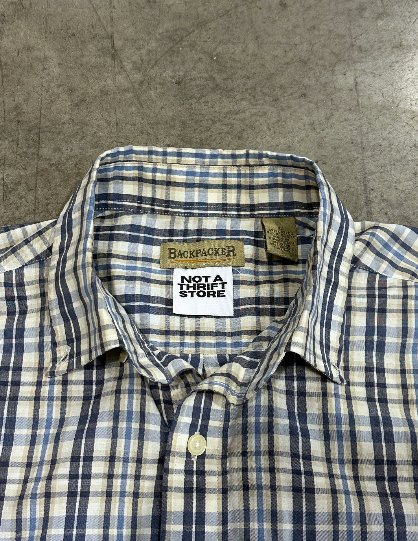 Navy Heritage Plaid Reworked Button-Up - L