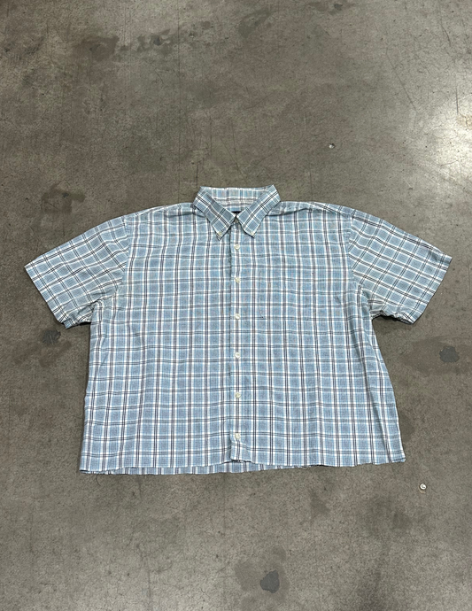 Cropped Blue Plaid Van Heusen Button Down - XL