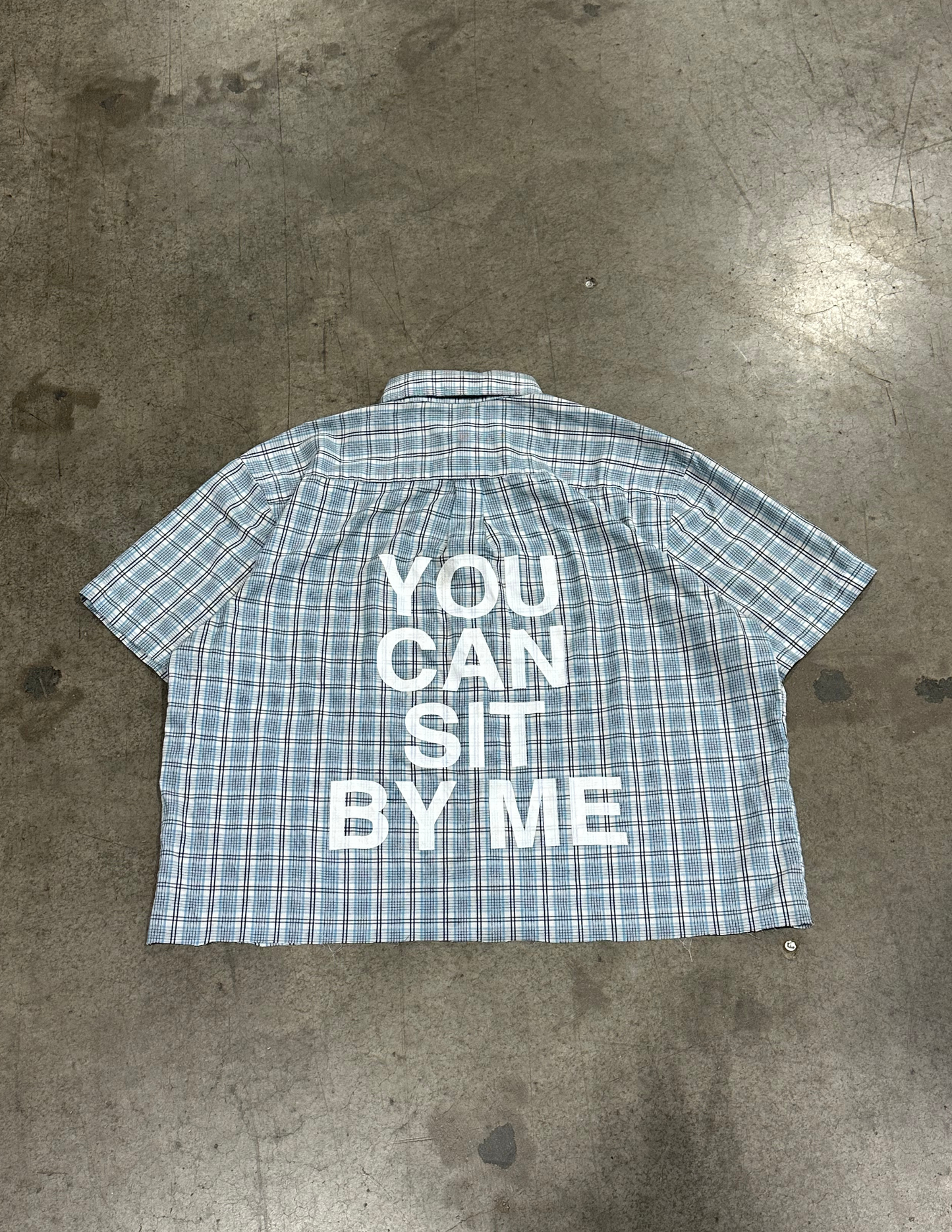 Cropped Blue Plaid Van Heusen Button Down - XL